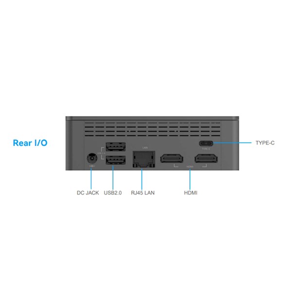 Mini PC Allscreen N104, i5-1235U, 8GB, 512GB SSD, Support 4 Display, Black