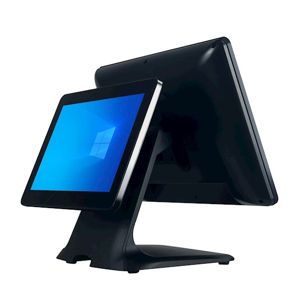 Allscreen POS System PC PI3O8GS256GD 15.6 inch and 11 Inch Dual Screen Touchscreen intel I3 12th 8GB 256GB Black